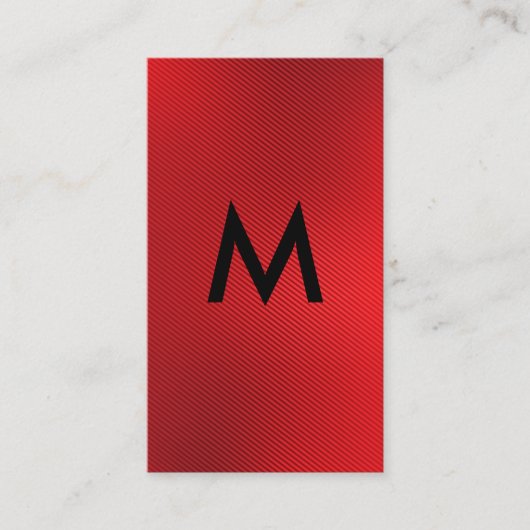 Carte De Visite Monogramme | Arrière - plan Lignes de texture roug (Devant)