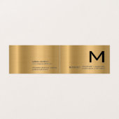 Carte De Visite Monogramme | Arrière - plan métal or (Extérieur déplié)