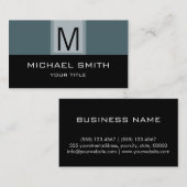 Carte De Visite Monogramme Arrière - plan moderne noir et gris (Devant / Derrière)