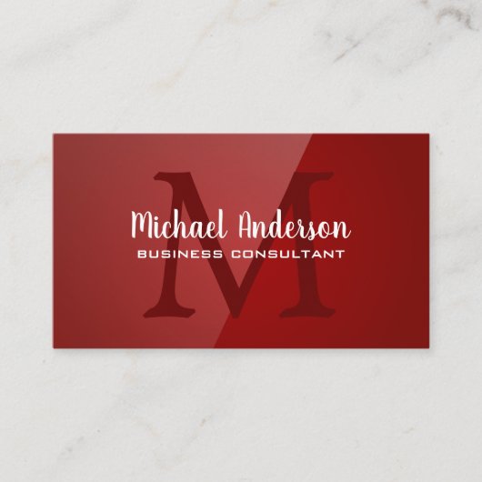 Carte De Visite Monogramme | Arrière - plan Red Gloss (Devant)