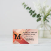 Carte De Visite Monogramme | Arrière - plan Red Gold (Debout devant)