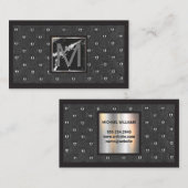 Carte De Visite Monogramme | Arrière - plan rembourré en marbre (Devant / Derrière)