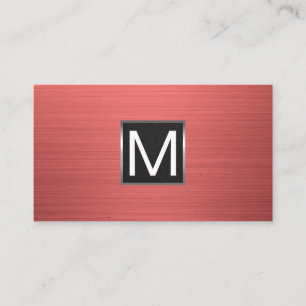 Carte De Visite Monogramme   Arrière - plan rouge métallique