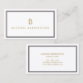 CARTE DE VISITE MONOGRAMME ART DÉCO CLASSIQUE LOGO INITIAL (Devant / Derrière)