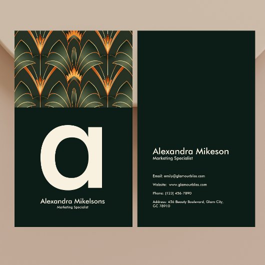 Carte De Visite Monogramme Art déco vintage