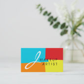 Carte De Visite Monogramme Artiste maquillage Moderne Retro Couleu (Debout devant)