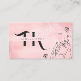 Carte De Visite Monogramme Artiste ongle Manucure Salon rose