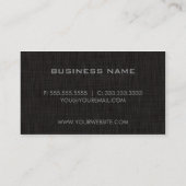 Carte De Visite Monogramme atténué texture de lin NOIR (Dos)