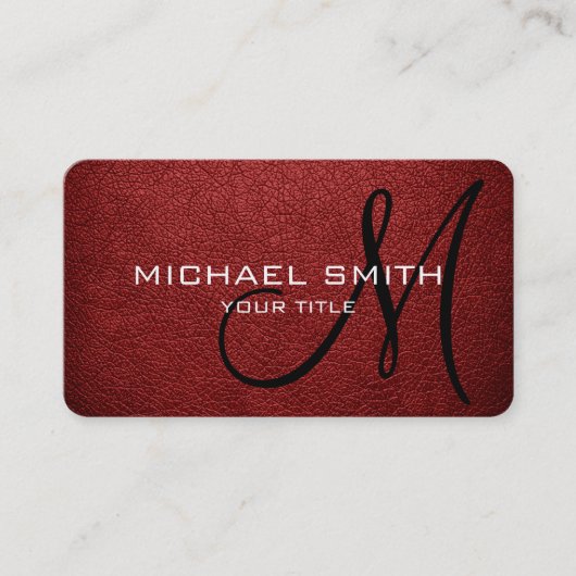 Carte De Visite Monogramme Auburn Leather Look (Devant)