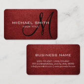 Carte De Visite Monogramme Auburn Leather Look (Devant / Derrière)