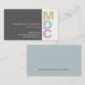 Carte De Visite Monogramme audacieux coloré (Devant / Derrière)