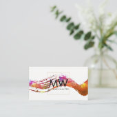 Carte De Visite Monogramme avec aquarelle moderne brossé (Debout devant)