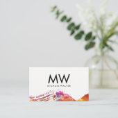 Carte De Visite Monogramme avec aquarelle moderne brossé (Debout devant)