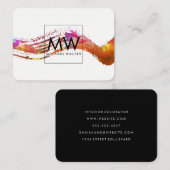 Carte De Visite Monogramme avec aquarelle moderne brossé (Devant / Derrière)