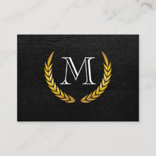 Carte De Visite Monogramme avec éléments de luxe en faux cuir