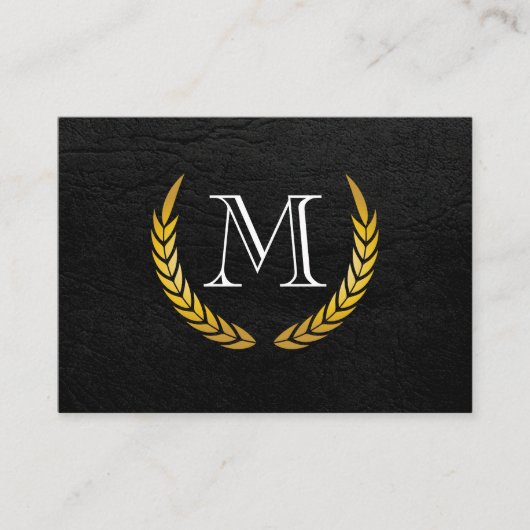 Carte De Visite Monogramme avec éléments de luxe en faux cuir (Devant)