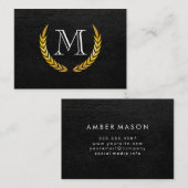 Carte De Visite Monogramme avec éléments de luxe en faux cuir (Devant / Derrière)