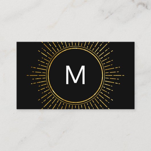 Carte De Visite Monogramme avec éléments Faux Gold Illuminés (Devant)