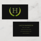 Carte De Visite Monogramme avec éléments (vert) (Devant / Derrière)