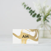 Carte De Visite Monogramme avec Faux brossé métal or (Debout devant)