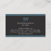 Carte De Visite Monogramme avec texture (bleu) (Dos)