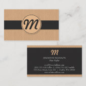 Carte De Visite Monogramme avec texture (orange) (Devant / Derrière)