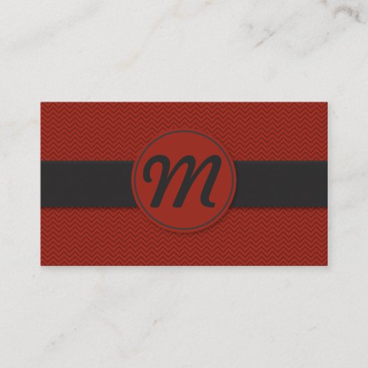 Carte De Visite Monogramme avec texture (rouge) (Devant)