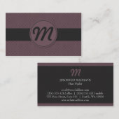 Carte De Visite Monogramme avec texture (violet) (Devant / Derrière)