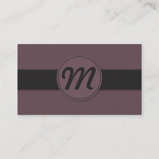 Carte De Visite Monogramme avec texture (violet) (Devant)