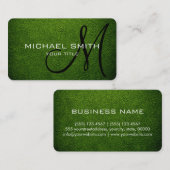 Carte De Visite Monogramme Avocado en cuir (Devant / Derrière)