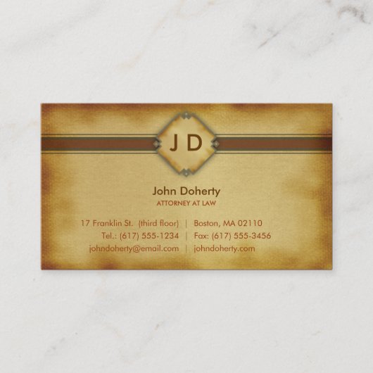 Carte De Visite Monogramme| Avocat de droit (Devant)