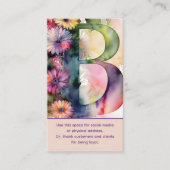 Carte De Visite Monogramme B Daisy Floral Aquarelle Logo Punch (Devant)