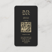 Carte De Visite Monogramme B esthétique Floral Noir Or (Dos)