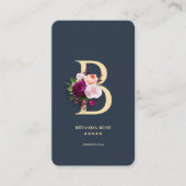 Carte De Visite Monogramme B Professionnel Bleu foncé Or (Devant)
