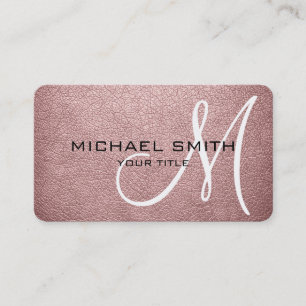 Carte De Visite Monogramme Baby rose cuir look