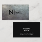 Carte De Visite Monogramme balayé rayé lourd de texture en métal (Devant / Derrière)