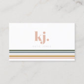 Carte De Visite Monogramme Bandes Rétro Chic (Devant)