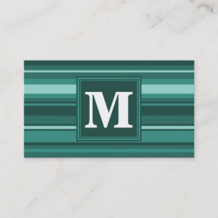 Carte De Visite Monogramme bandes turquoises