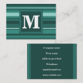 Carte De Visite Monogramme bandes turquoises (Devant / Derrière)