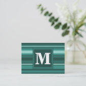 Carte De Visite Monogramme bandes turquoises (Debout devant)