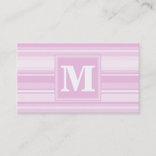 Carte De Visite Monogramme bébé rayures roses (Devant)