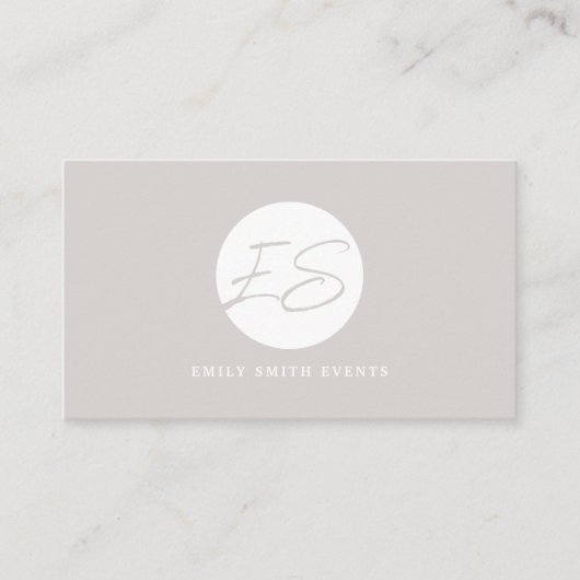 Carte De Visite Monogramme beige féminin moderne Code QR (Devant)