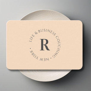 Carte De Visite Monogramme, beige minimal