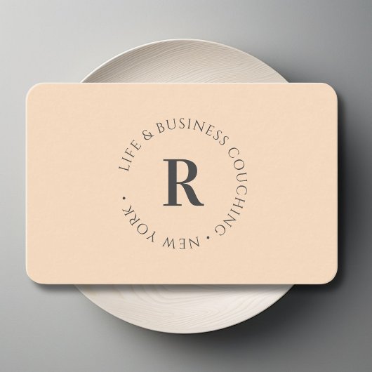 Carte De Visite Monogramme, beige minimal
