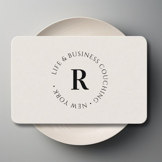 Carte De Visite Monogramme, beige minimal