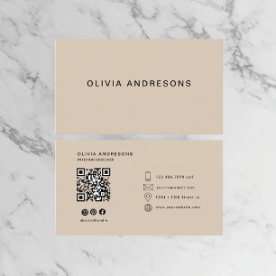 Carte De Visite : Monogramme beige personnalisé