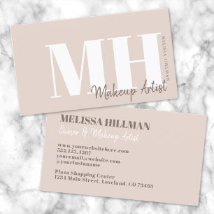 Carte De Visite Monogramme Beige Simple et Professionnel