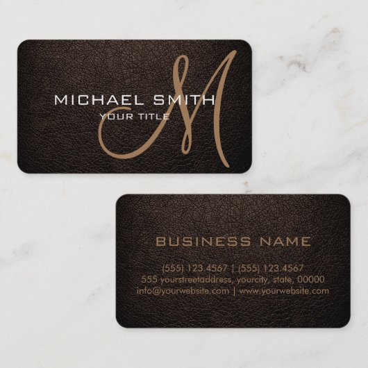 Carte De Visite Monogramme Bister Leather Look (Devant / Derrière)