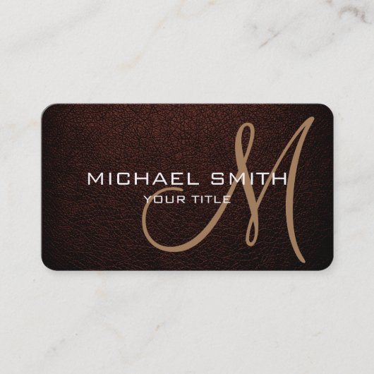 Carte De Visite Monogramme Black Bean Leather Look (Devant)
