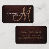 Carte De Visite Monogramme Black Bean Leather Look (Devant / Derrière)